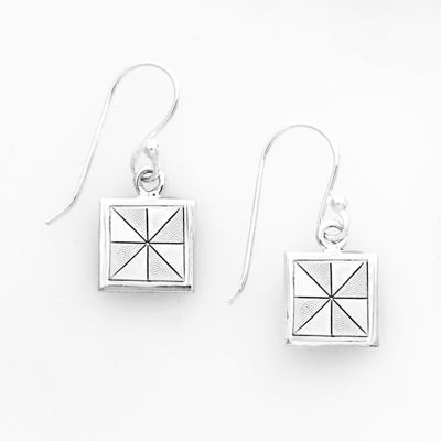 Siesta Silver Pinwheel Earrings on a Hook