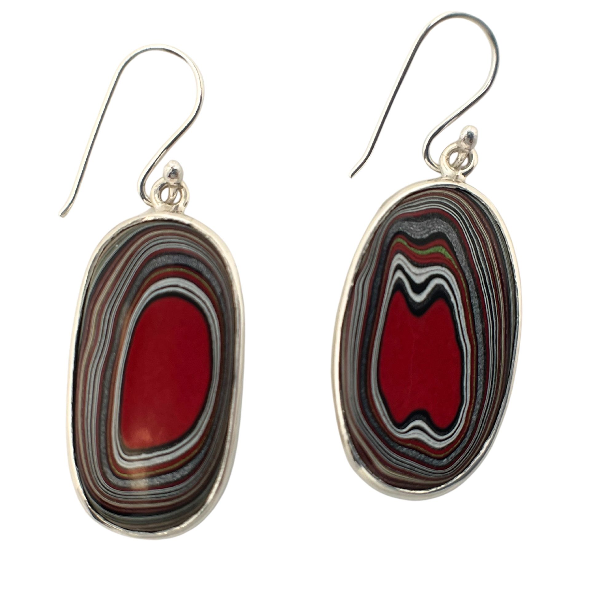 Fordite Mustang Paint Hook Earrings in Sterling silver Siesta Silver Jewelry