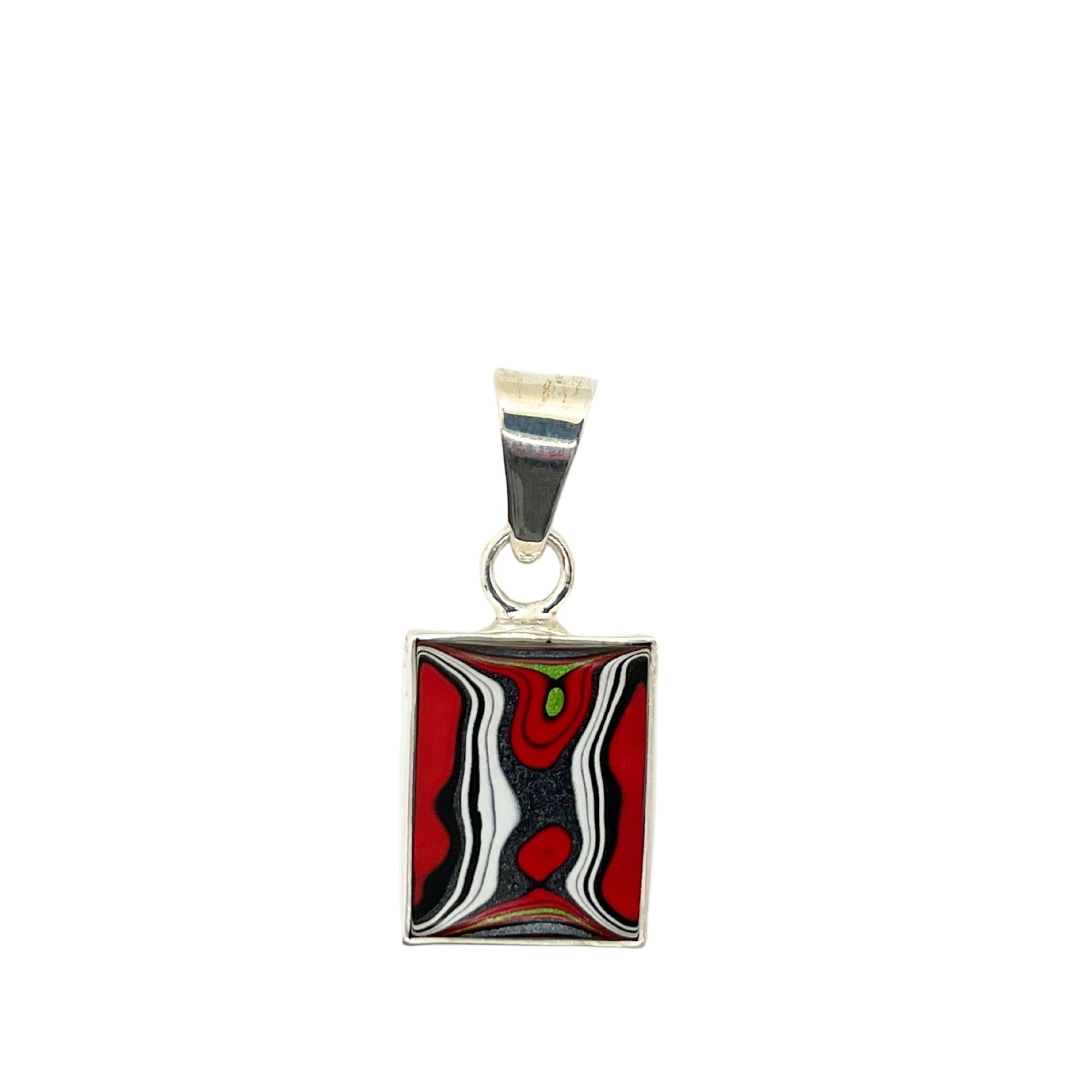 Fordite Mustang Paint Pendant in Sterling Silver Siesta Silver Jewelry